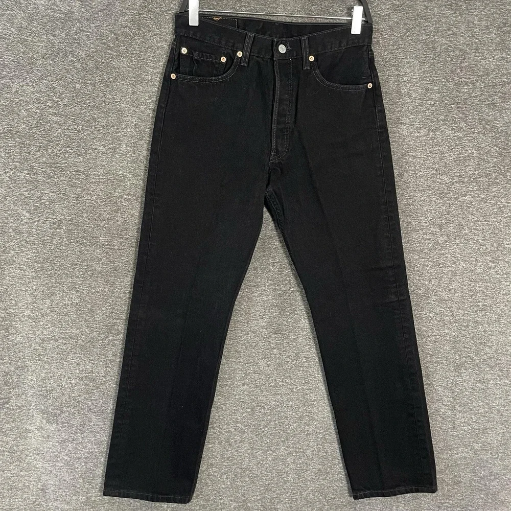 Vtg Levis 501 Jeans Men 31x30 Dark Black Button Fly Straight Leg Denim Pants 90s